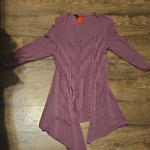 Torrid Mauve Woman Open-Front Cardigan Size 0 Long Sweater Layer 3/4 Sleeve Knit